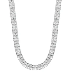 Double Row Diamond Tennis Necklace In Sterling Silver (1 Ct. Tw.)