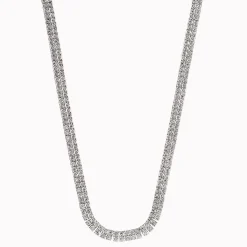 Double Row Diamond Tennis Necklace In Sterling Silver (1 Ct. Tw.)