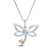 Dragonfly Pendant With Diamond Accents In Sterling Silver & 14K Rose Gold