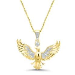 Eagle Pendant With Diamonds In 10K Yellow Gold (1/10 Ct. Tw.)