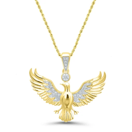 Eagle Pendant With Diamonds In 10K Yellow Gold (1/10 Ct. Tw.)