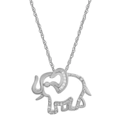 Elephant Pendant With Diamond Accent In Sterling Silver