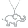 Elephant Pendant With Diamond Accents In Sterling Silver