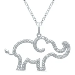 Elephant Pendant With Diamond Accents In Sterling Silver