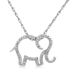Elephant Pendant With Diamond Accents In Sterling Silver