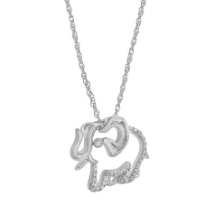 Elephant Pendant With Diamond Accent In Sterling Silver