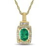 Emerald & 1/5 Ct. Tw. Diamond Pendant In 10K Yellow Gold