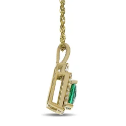 Emerald & 1/5 Ct. Tw. Diamond Pendant In 10K Yellow Gold