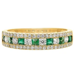 Emerald & 1/3 Ct. Tw. Diamond Ring In 10K Yellow Gold
