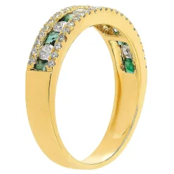 Emerald & 1/3 Ct. Tw. Diamond Ring In 10K Yellow Gold