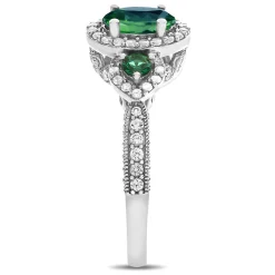 Emerald & 1/2 Ct. Tw. Diamond Ring In 14K White Gold