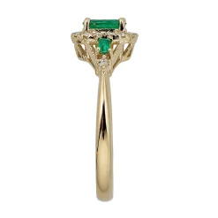 Emerald & 1/7 Ct. Tw. Diamond Ring In 10K Yellow Gold