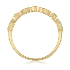Emerald & Diamond Accent Ring In 14K Yellow Gold