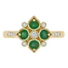 Emerald & Diamond Cluster Ring In 14K Yellow Gold (1/10 Ct. Tw.)