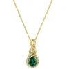 Emerald & Diamond Pendant In 10K Yellow Gold