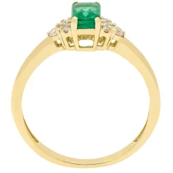 Emerald & Diamond Ring In 10K Yellow Gold