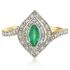 Emerald And Diamond Ring In 10K Yellow Gold (1/8 Ct. Tw.)