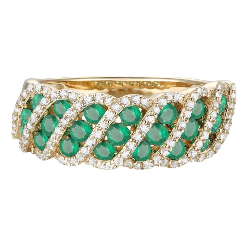 Emerald And Diamond Ring In 10K Yellow Gold (3/8 Ct. Tw.)