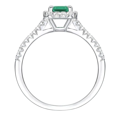 Emerald And Diamond Ring In 10K White Gold (1/3 Ct. Tw.)