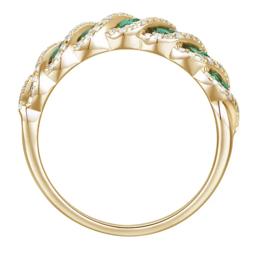 Emerald And Diamond Ring In 10K Yellow Gold (3/8 Ct. Tw.)