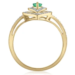 Emerald And Diamond Ring In 10K Yellow Gold (1/8 Ct. Tw.)
