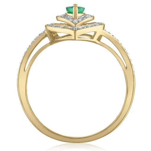 Emerald And Diamond Ring In 10K Yellow Gold (1/8 Ct. Tw.)