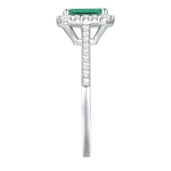 Emerald And Diamond Ring In 10K White Gold (1/3 Ct. Tw.)