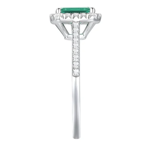 Emerald And Diamond Ring In 10K White Gold (1/3 Ct. Tw.)