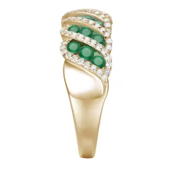 Emerald And Diamond Ring In 10K Yellow Gold (3/8 Ct. Tw.)