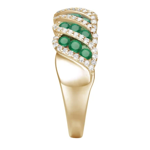 Emerald And Diamond Ring In 10K Yellow Gold (3/8 Ct. Tw.)