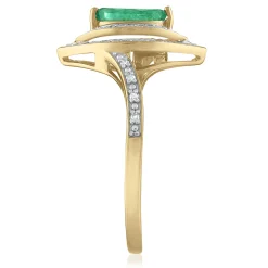 Emerald And Diamond Ring In 10K Yellow Gold (1/8 Ct. Tw.)