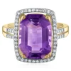 Emerald Cut Amethyst & Diamond Ring In 14K Yellow Gold (1/4 Ct. Tw.)