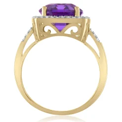 Emerald Cut Amethyst & Diamond Ring In 14K Yellow Gold (1/4 Ct. Tw.)