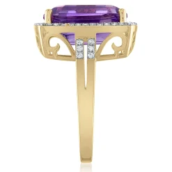 Emerald Cut Amethyst & Diamond Ring In 14K Yellow Gold (1/4 Ct. Tw.)
