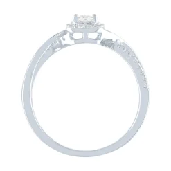 Emerald Cut Lab Created White Sapphire Promise Ring In Sterling Silver