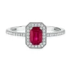 Emerald Cut Ruby & Diamond Ring In 14K Gold (1/7 Ct. Tw.)