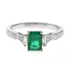 Emerald Ring With Fancy Baguette-Cut Diamonds In 10K White Gold