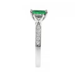 Emerald Ring With Fancy Baguette-Cut Diamonds In 10K White Gold