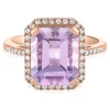 Emerald-Cut Amethyst And Lab Created White Sapphire Halo Ring In 10K Rose Gold