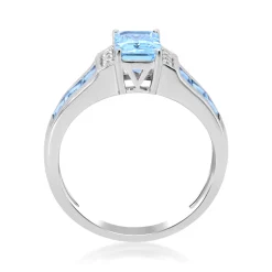 Emerald-Cut Aquamarine & Diamond Accent Ring In 10K White Gold