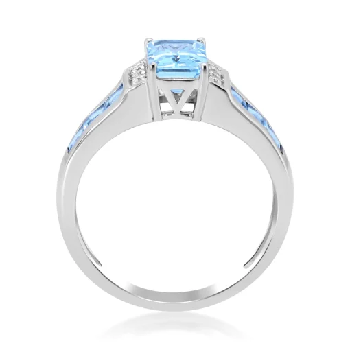 Emerald-Cut Aquamarine & Diamond Accent Ring In 10K White Gold