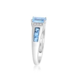Emerald-Cut Aquamarine & Diamond Accent Ring In 10K White Gold