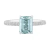 Emerald-Cut Aquamarine Ring With Diamond Side Stones In 14K White Gold (1/3 Ct. Tw.)
