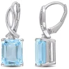 Emerald-Cut Blue & White Topaz Drop Earring In Sterling Silver