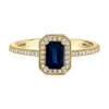 Emerald-Cut Blue Sapphire And Diamond Ring In 14K Yellow Gold (1/7 Ct. Tw.)