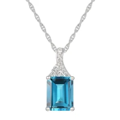 Emerald-Cut Blue Topaz Earrings, Pendant And Ring Set