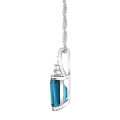 Emerald-Cut Blue Topaz Earrings, Pendant And Ring Set