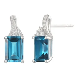 Emerald-Cut Blue Topaz Earrings, Pendant And Ring Set