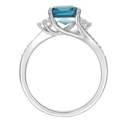 Emerald-Cut Blue Topaz Earrings, Pendant And Ring Set