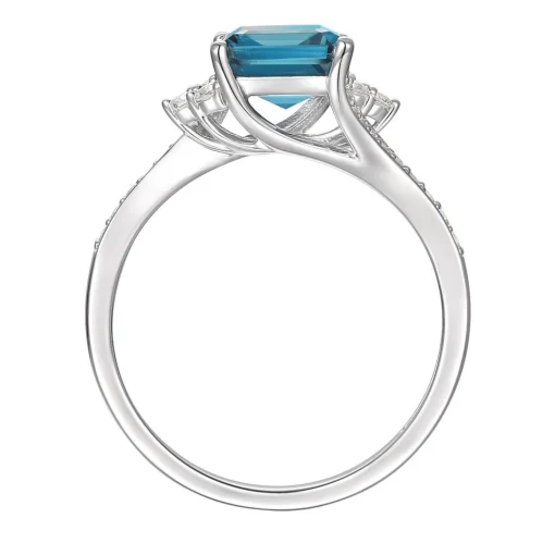 Emerald-Cut Blue Topaz Earrings, Pendant And Ring Set